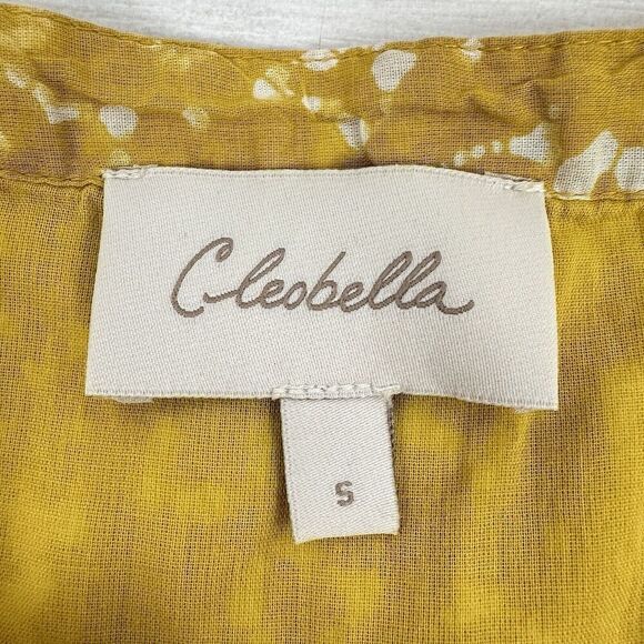 Evereve Cleobella Zia Mini Dress Small Printed Yellow Flutter Sleeve V Neck - Picture 9 of 16